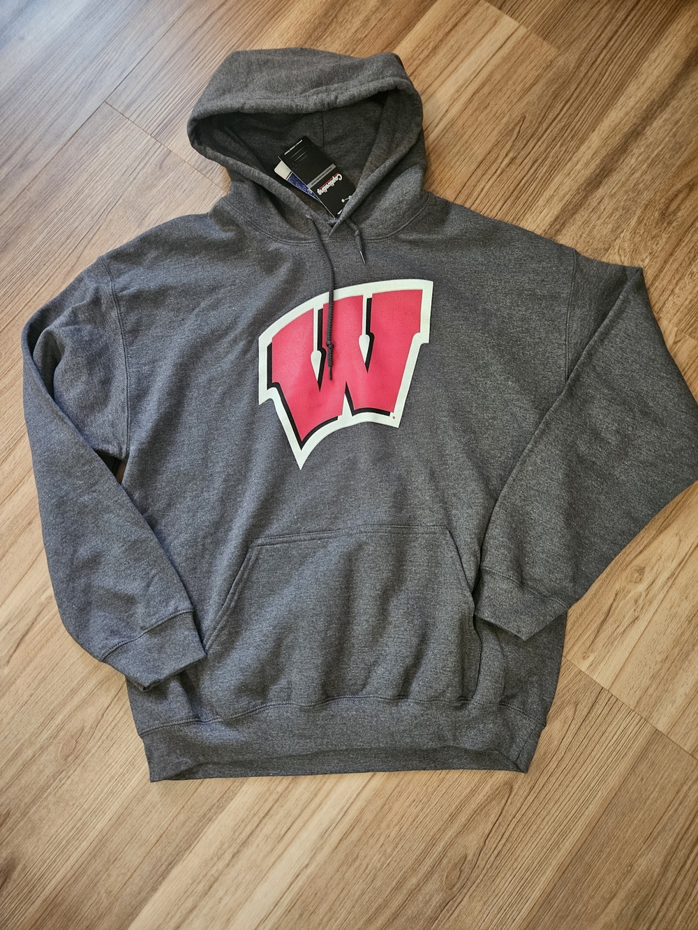 Wisconsin Badgers Gray Hooded Sweatshirt Size Lg